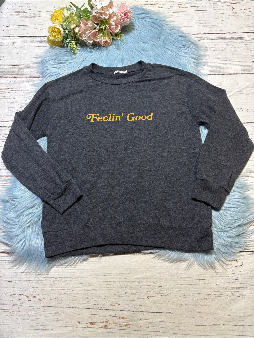COMUNE Feelin Good Charcoal Grey Soft Sweatshirt sz S